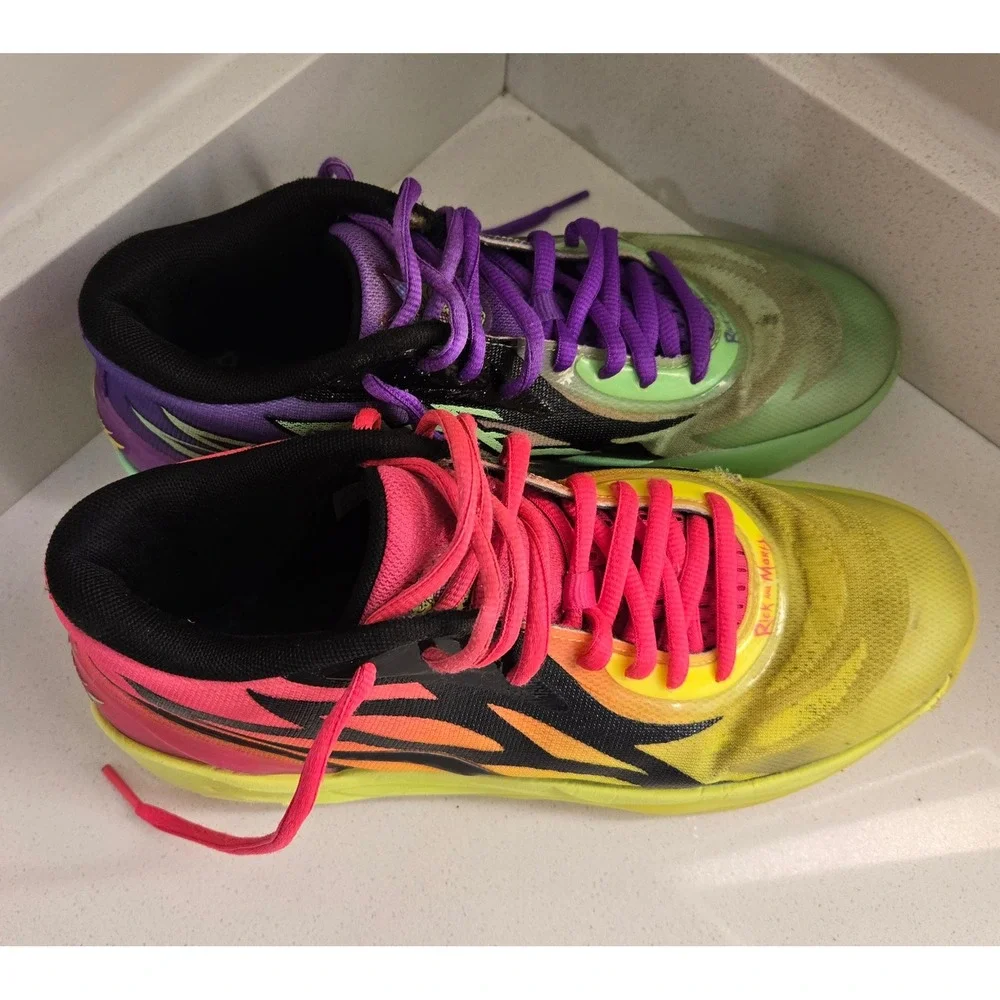 Puma MB.01 Rick and Morty Basketball Shoes Mens Size 9 Neon Green‎ Pink Purple